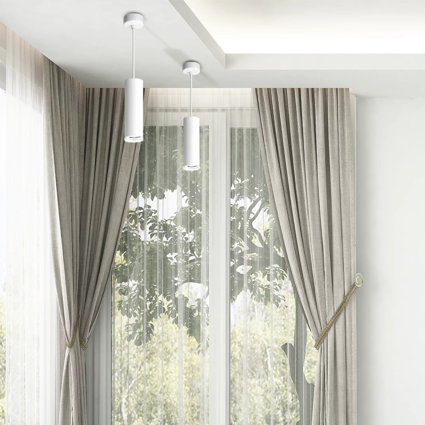 LED RGBW dimeriuojamas vonios kambario pakabinamas šviestuvas ant laido TURYN 1xGU10/4,8W/230V 3000K IP44 balta + nuotolinis valdymas