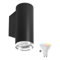 LED RGBW reguliuojamas vonios kambario sieninis šviestuvas TURYN 1xGU10/6,5W/230V 2700-6500K Wi-Fi IP44 juodas