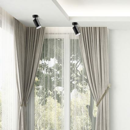 LED RGBW dimeriuojamas vonios taškinis šviestuvas TURYN 1xGU10/4,8W/230V 3000K IP44 juodas + nuotolinio valdymo pultas