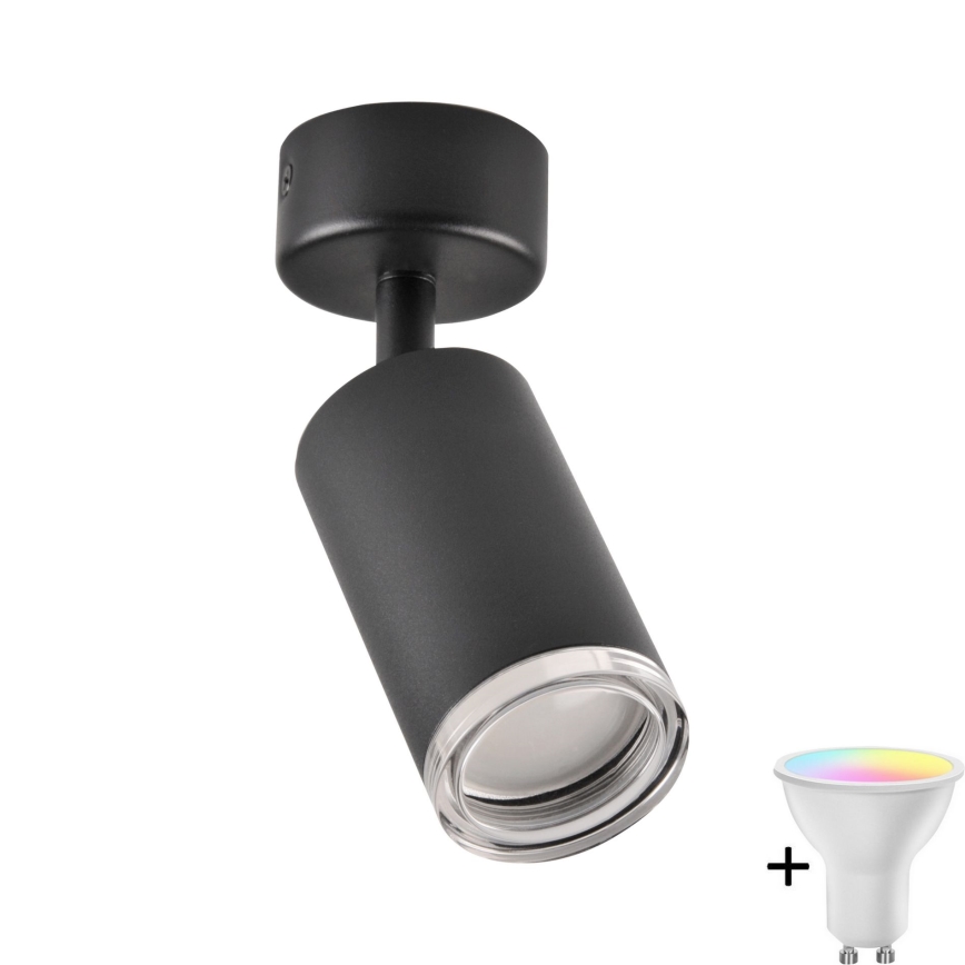 LED RGBW Reguliuojamas vonios taškinis šviestuvas TURYN 1xGU10/6,5W/230V 2700-6500K Wi-Fi IP44 juodas