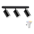 LED RGBW reguliuojamas vonios taškinis šviestuvas TURYN 3xGU10/6,5W/230V 2700-6500K Wi-Fi IP44 juodas