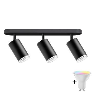 LED RGBW reguliuojamas vonios taškinis šviestuvas TURYN 3xGU10/6,5W/230V 2700-6500K Wi-Fi IP44 juodas