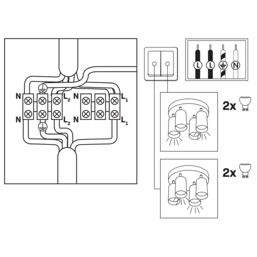 LED RGBW dimeriuojamas vonios kambario taškinis šviestuvas TURYN 4xGU10/6,5W/230V 2700-6500K Wi-Fi IP44 juodas