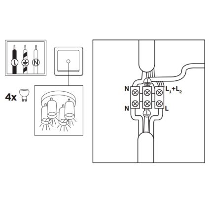 LED RGBW dimeriuojamas vonios kambario taškinis šviestuvas TURYN 4xGU10/6,5W/230V 2700-6500K Wi-Fi IP44 juodas