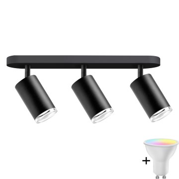 LED RGBW Reguliuojamas vonios taškų šviestuvas TURYN 3xGU10/6,5W/230V 2700-6500K Wi-Fi IP44 juodas