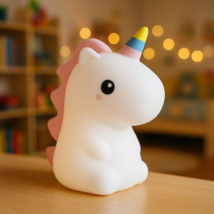 LED RGBW reguliuojama, įkraunama, jutiklinė vaikiška naktinė lempa UNICORN LED/1W/5V 1200 mAh