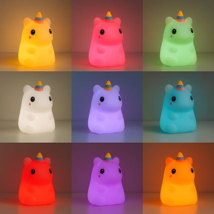 LED RGBW reguliuojama, įkraunama, jutiklinė vaikiška naktinė lempa UNICORN LED/1W/5V 1200 mAh