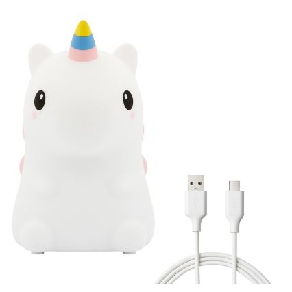 LED RGBW reguliuojama, įkraunama, jutiklinė vaikiška naktinė lempa UNICORN LED/1W/5V 1200 mAh