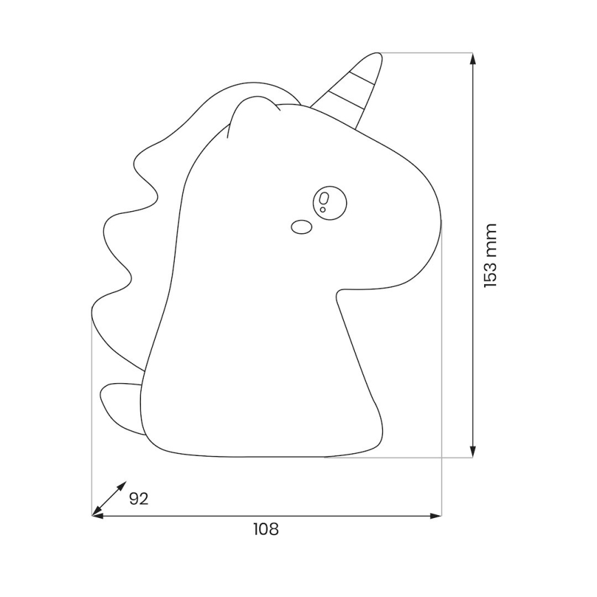 LED RGBW reguliuojama, įkraunama, jutiklinė vaikiška naktinė lempa UNICORN LED/1W/5V 1200 mAh