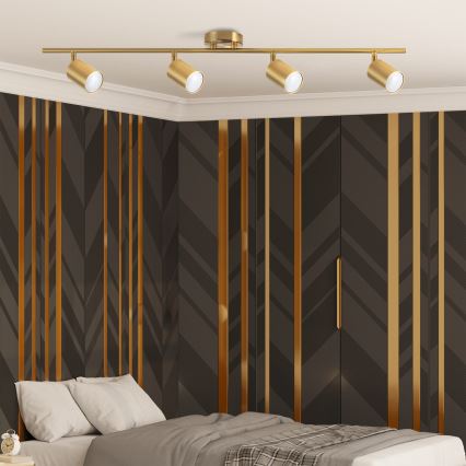 LED RGBW dimeriuojamas taškinis šviestuvas GOLDIE 4xGU10/4,8W/230V 3000K auksinis + nuotolinio valdymo pultelis