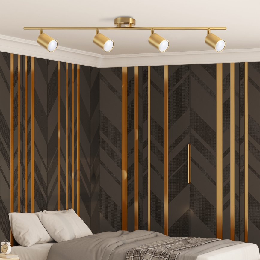 LED RGBW dimeriuojamas taškinis šviestuvas GOLDIE 4xGU10/4,8W/230V 3000K auksinis + nuotolinio valdymo pultelis