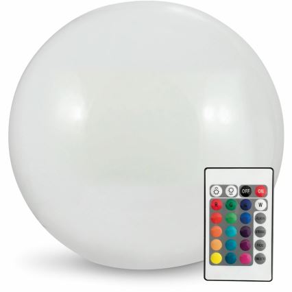 LED RGBW Saulės energija įkraunama elektros lemputė BALL LED/3,2V diametras 20 cm IP65 + nuotolinio valdymo pultas