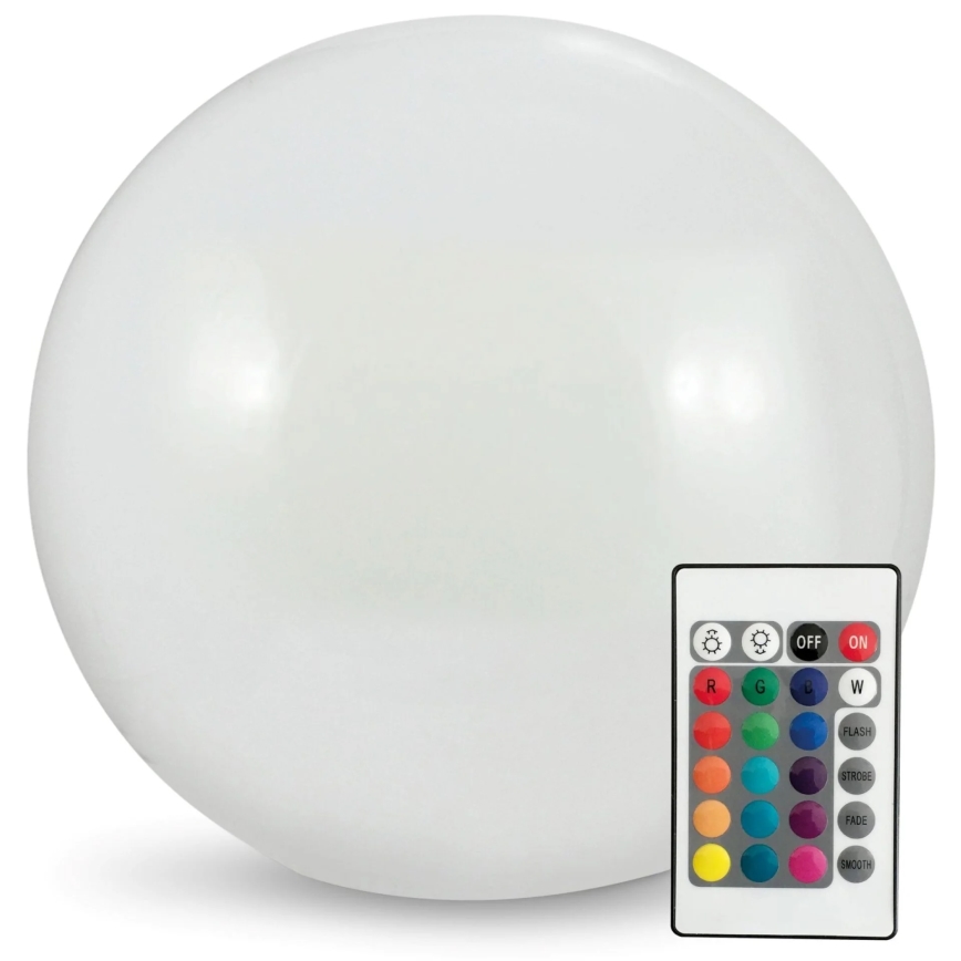 LED RGBW Saulės energija įkraunama elektros lemputė BALL LED/3,7V 1500 mAh diametras 50 cm IP65 + nuotolinio valdymo pultas