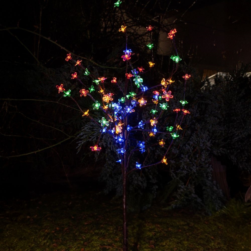 LED RGBW Saulės energija įkraunamas šviestuvas TREE LED/0,1W/1,2V 600 mAh IP44 ruda