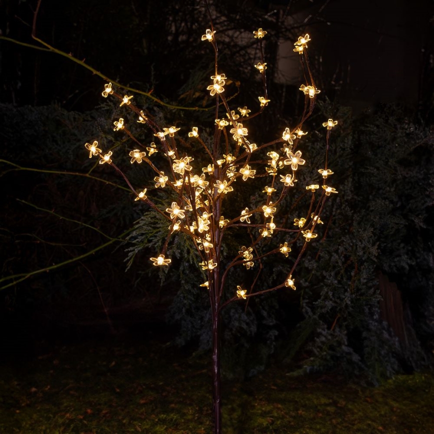 LED RGBW Saulės energija įkraunamas šviestuvas TREE LED/0,1W/1,2V 600 mAh IP44 ruda