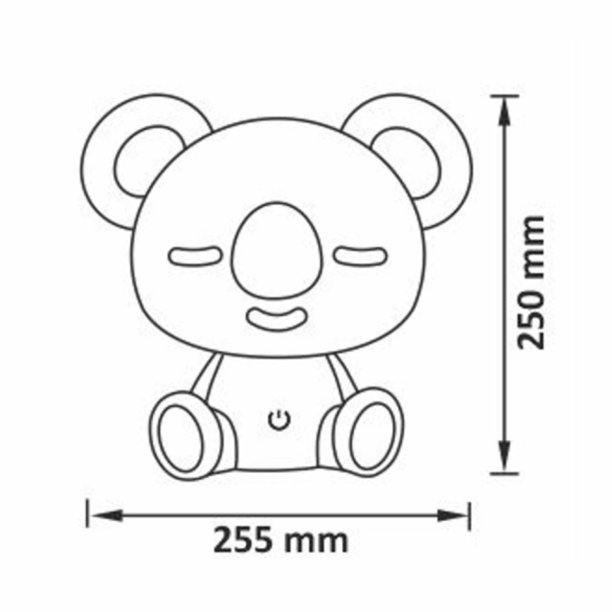 LED RGBW šviesos reguliavimas children's naktinis mažas lempa LED/2,5W/230V koala balta