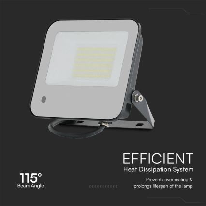 LED RGBW šviesos reguliavimas Prožektoriaus šviestuvas LED/50W/230V IP65 pilka + nuotolinio valdymo pultas