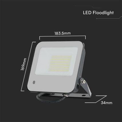 LED RGBW šviesos reguliavimas Prožektoriaus šviestuvas LED/50W/230V IP65 pilka + nuotolinio valdymo pultas