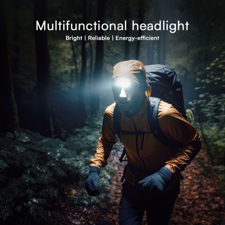 LED RGBW šviesos reguliavimas rechargeable headlamp USB LED/3W/5V IP43 190 lm 24 h