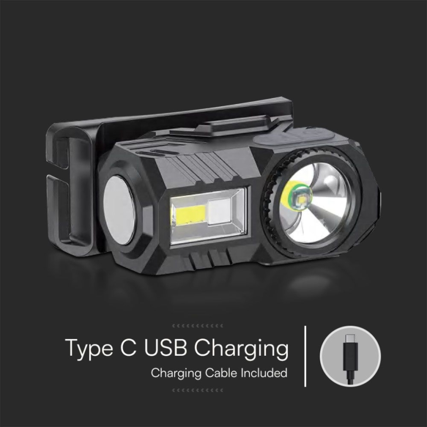 LED RGBW šviesos reguliavimas rechargeable headlamp USB LED/3W/5V IP43 190 lm 24 h