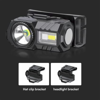 LED RGBW šviesos reguliavimas rechargeable headlamp USB LED/3W/5V IP43 190 lm 24 h