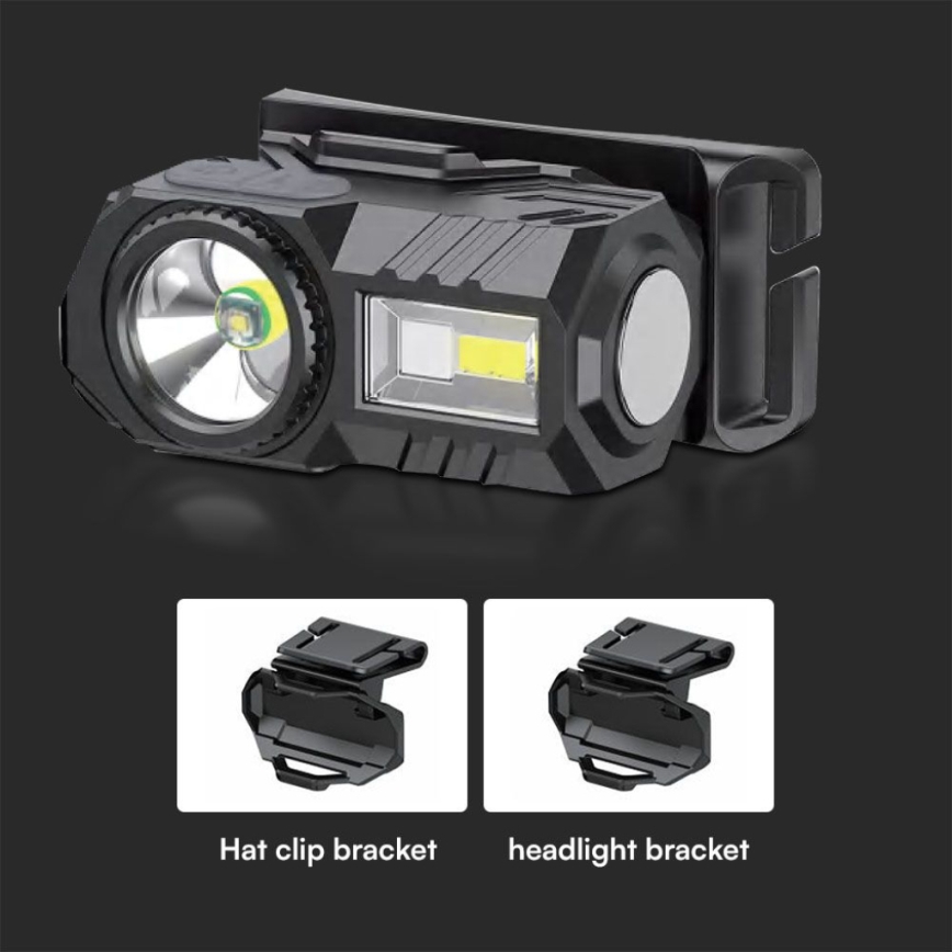 LED RGBW šviesos reguliavimas rechargeable headlamp USB LED/3W/5V IP43 190 lm 24 h