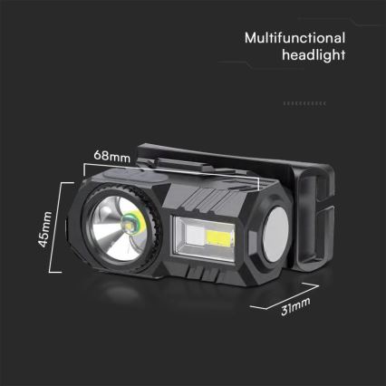 LED RGBW šviesos reguliavimas rechargeable headlamp USB LED/3W/5V IP43 190 lm 24 h