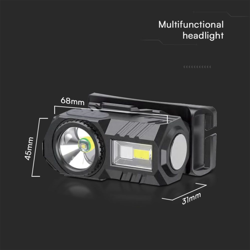 LED RGBW šviesos reguliavimas rechargeable headlamp USB LED/3W/5V IP43 190 lm 24 h