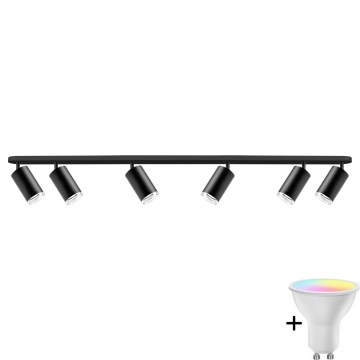 LED RGBW Tamsinamas vonios lubinis šviestuvas TURYN 6xGU10/6,5W/230V 2700-6500K Wi-Fi IP44 juodas