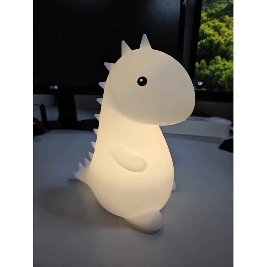 LED RGBW Vaikiškas jutiklinė lempa LED/1W/5V USB 1200 mAh dinozauras