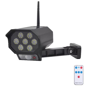 LED saugumo kameros imitacija su jutikliu ir saulės moduliu LED/5W/5,5V 800 mAh IP65 + nuotolinis valdymas
