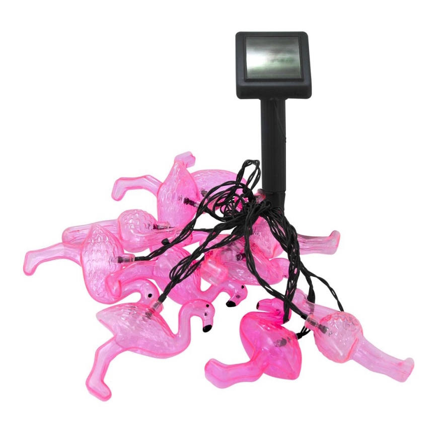 LED Saulės Dekoratyvinė girlianda 10xLED/1,2V 300 mAh 3,8 m IP44 flamingas