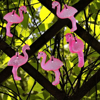 LED Saulės Dekoratyvinė girlianda 10xLED/1,2V 300 mAh 3,8 m IP44 flamingas