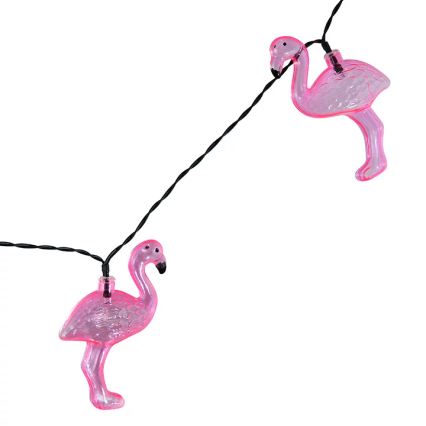 LED Saulės Dekoratyvinė girlianda 10xLED/1,2V 300 mAh 3,8 m IP44 flamingas