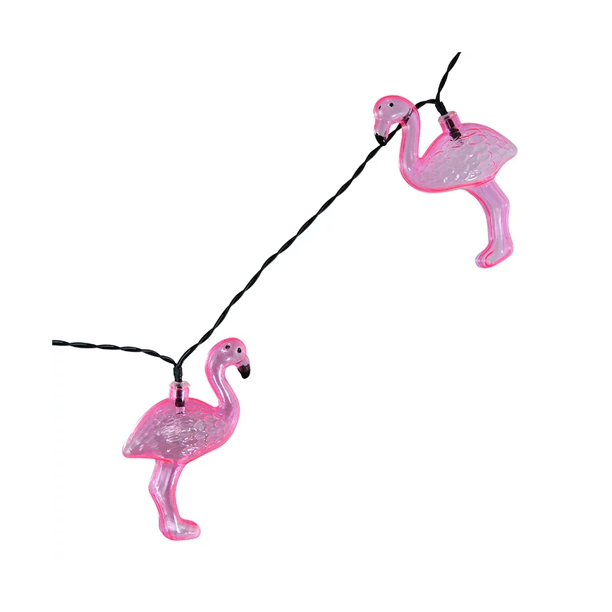 LED Saulės Dekoratyvinė girlianda 10xLED/1,2V 300 mAh 3,8 m IP44 flamingas