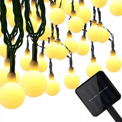 LED Saulės dekoratyvinė girlianda 30xLED/8 funkcijos 500 mAh 6,5 m IP67 šiltoji balta