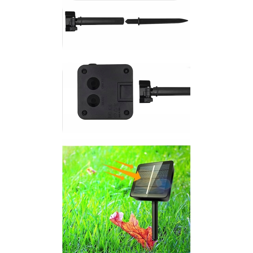 LED saulės dekoratyvinė girlianda 50 LED/8 funkcijų 500 mAh 9,5 m IP67 šiltai balta