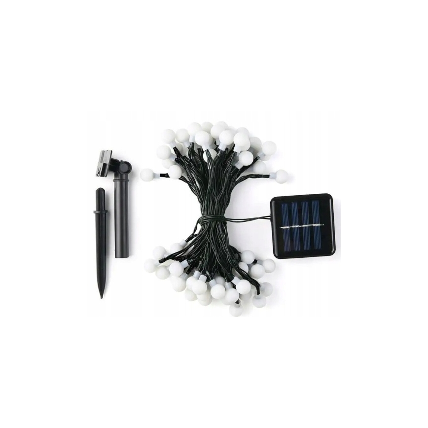 LED saulės dekoratyvinė girlianda 50 LED/8 funkcijų 500 mAh 9,5 m IP67 šiltai balta