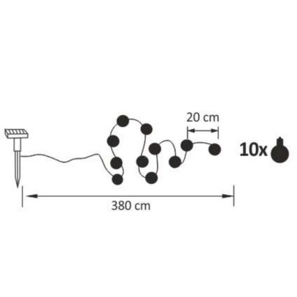 LED Saulės Dekoratyvinė girlianda LED/1,2V 300 mAh 3,8 m IP44