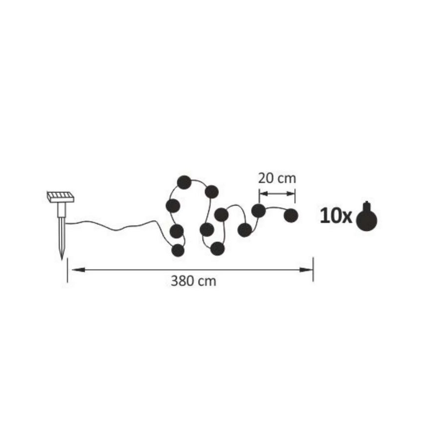 LED Saulės Dekoratyvinė girlianda LED/1,2V 300 mAh 3,8 m IP44