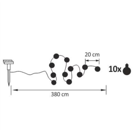 LED Saulės Dekoratyvinė girlianda LED/1,2V 300 mAh 3,8 m IP44