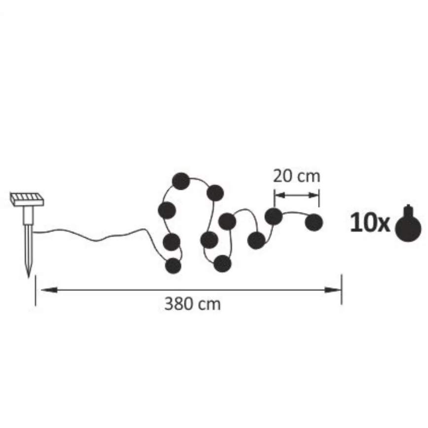 LED Saulės Dekoratyvinė girlianda LED/1,2V 300 mAh 3,8 m IP44