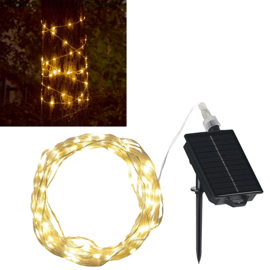 LED Saulės Dekoratyvinė girlianda LED/3,7V 1800 mAh 10 m IP44 + nuotolinio valdymo pultas