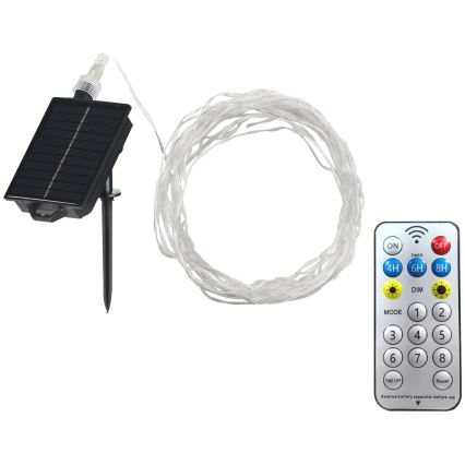 LED Saulės Dekoratyvinė girlianda LED/3,7V 1800 mAh 10 m IP44 + nuotolinio valdymo pultas
