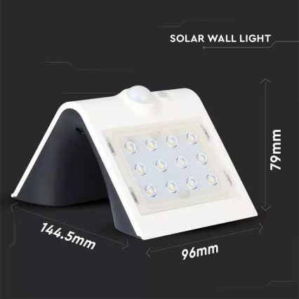 LED Saulės energija įkraunamas sieninis šviestuvas su judesio jutikliu LED/1 5W/3,7V IP65