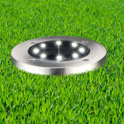LED Saulės energija įkraunamas šviestuvas įvažiavimui SOLLY LED/1,2V 6500K diametras 11,5 cm 300 mAh IP44 matinis chromas