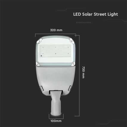 LED Pritemdomas saulės gatvės lempa SAMSUNG CHIP LED/50W/6,4V 4000K IP65 30000 mAh + nuotolinio valdymo pultas