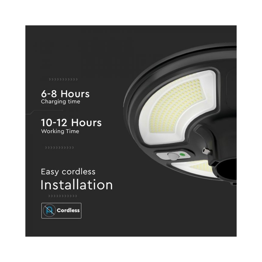 LED Saulės energijos gatvės lempa su jutikliu LED/10W/3,2V IP65 4000K 15000 mAh + nuotolinio valdymo pultas