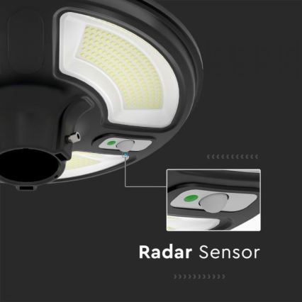 LED Saulės energijos gatvės lempa su jutikliu LED/10W/3,2V IP65 4000K 15000 mAh + nuotolinio valdymo pultas