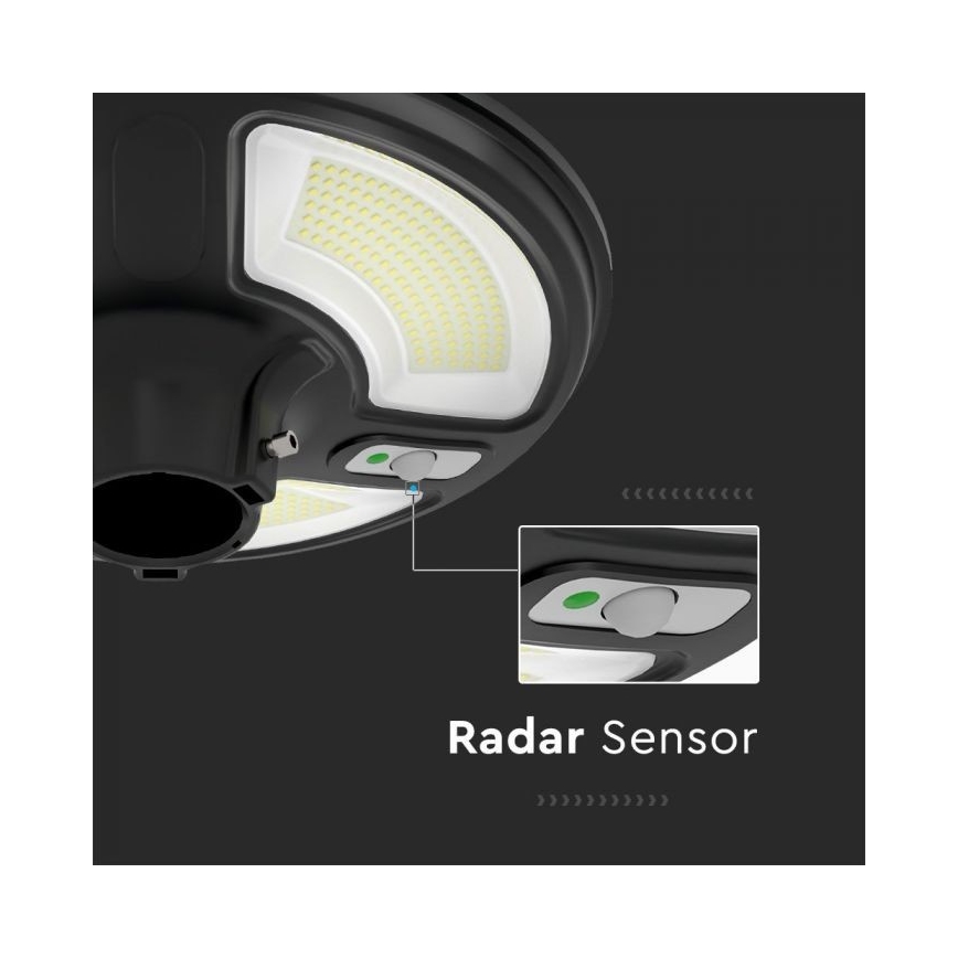 LED Saulės energijos gatvės lempa su jutikliu LED/10W/3,2V IP65 4000K 15000 mAh + nuotolinio valdymo pultas